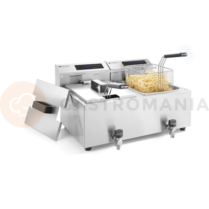 Frytownica z panelem cyfrowym i kranem spustowym 2x8 l | HENDI, Mastercook