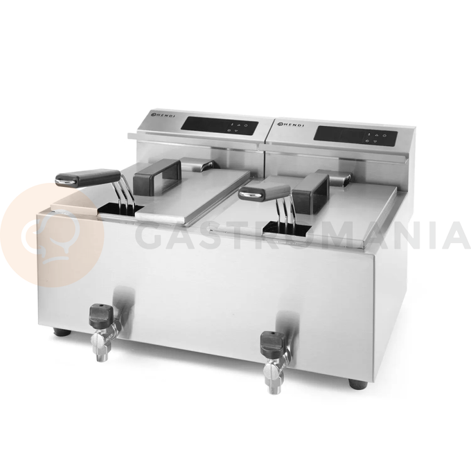 Frytownica z panelem cyfrowym i kranem spustowym 2x8 l | HENDI, Mastercook