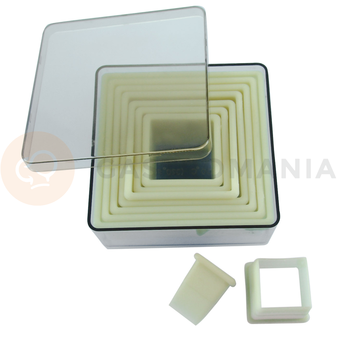 Wycinarka kwadratowa gładka od 2,8 do 9,8 cm, zestaw 9 szt. | DE BUYER, D-4304-30