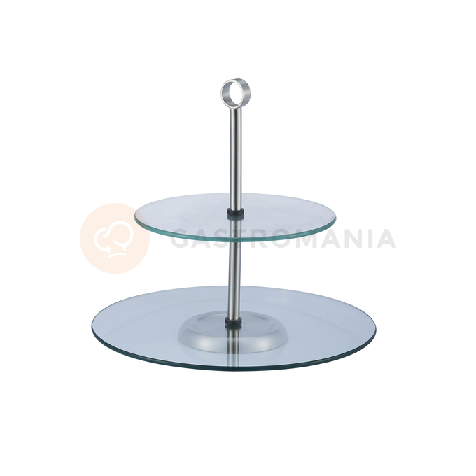 Patera ze szkła hartowanego do ciasta 2 poziomowa o średnicy 20 / 25 cm | TOM-GAST, T-17504