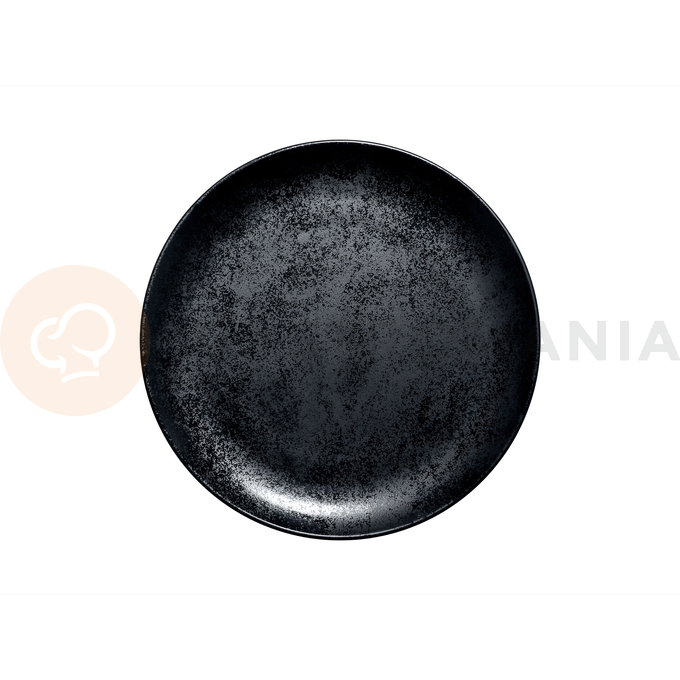 Talerz płaski okrągły 21 cm, czarna porcelana | RAK, Karbon