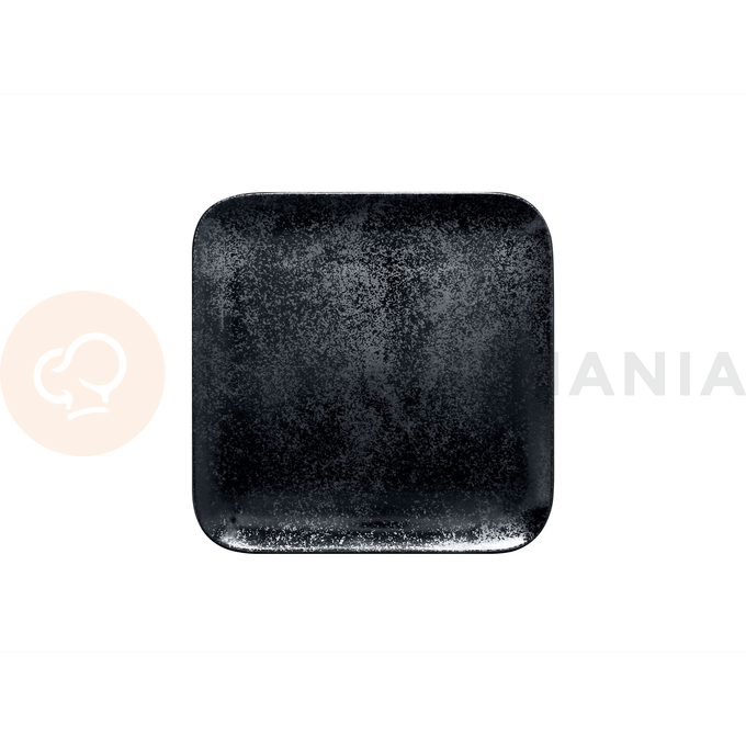 Talerz kwadratowy 22x22 cm, czarna porcelana | RAK, Karbon