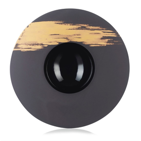 Czarny, okrągły talerz 30,3 cm, dekor - złote mazy | REVOL, Solid