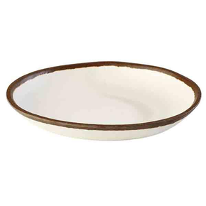 Kremowy talerz z ciemnobrązowym rantem o średnicy 20,5 cm | APS, Crocker