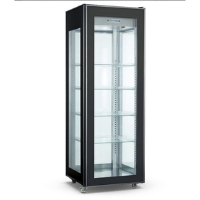 Witryna chłodnicza na kółkach 450 l z oświetleniem LED, 660x660x1900 mm | NORDLINE, RT 400L-2 BLACK