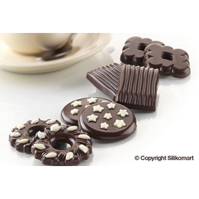 Forma do pralin i czekoladek - ciastka, 49x29x6,8 mm, 129 ml - SCG25 Choco Biscuit | SILIKOMART, Easychoc