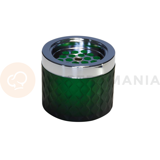 Popielniczka szklana ze stalowym wkładem - ciemnozielona 9,5 cm | APS, 00562