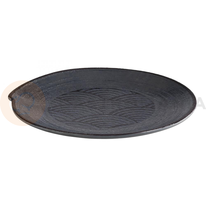 Okrągła taca serwingowa z czarnej melaminy o średnicy 22 cm | APS, Dark Wave