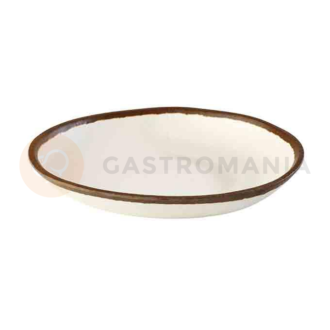 Kremowy talerz z ciemnobrązowym rantem o średnicy 20,5 cm | APS, Crocker