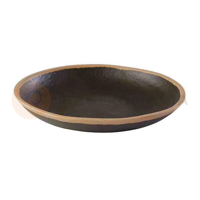 Czarny talerz z jasnobrązowym rantem o średnicy 20,5 cm | APS, Crocker