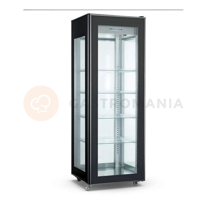 Witryna chłodnicza na kółkach 450 l z oświetleniem LED, 660x660x1900 mm | NORDLINE, RT 400L-2 BLACK