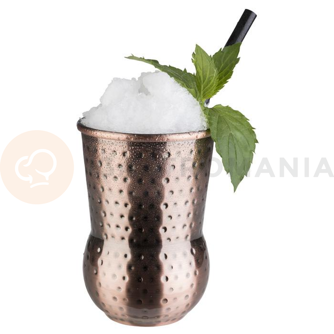 Kubek ze stali młotkowanej w ciemnym, miedzianym kolorze na koktajle 0,4 l | APS, Julep Mug
