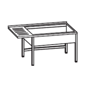 Stół ze zlewem jednokomorowym z prawej strony 1200x600x900 mm, przedłużonym ociekaczem i obudową | RILLING, AST C612C 1RTO