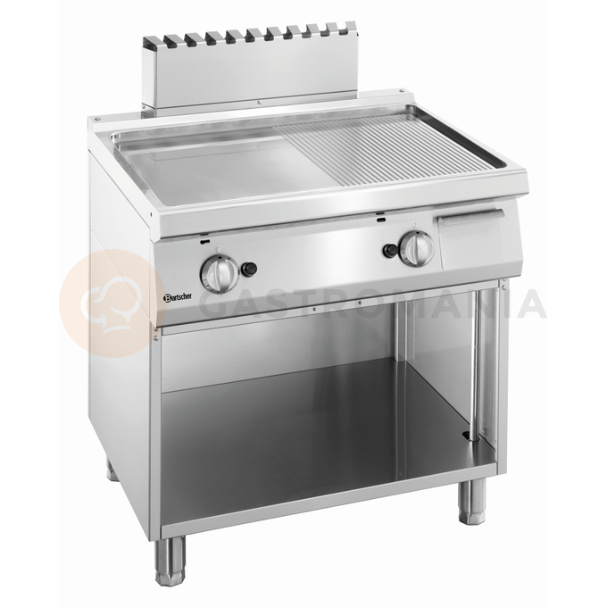 Gazowa płyta grillowa serii 700, gładka i ryflowana 800x700x850 mm | BARTSCHER, 2855051