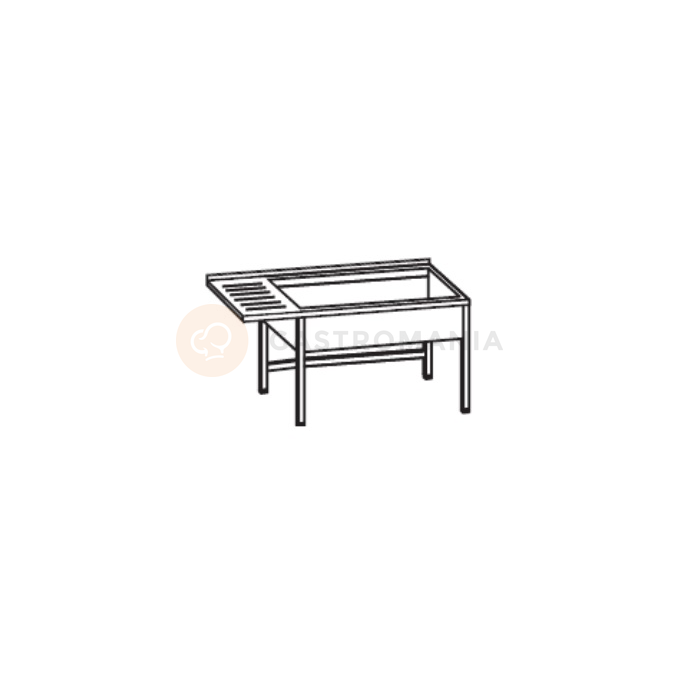 Stół ze zlewem jednokomorowym z prawej strony 1200x600x900 mm, przedłużonym ociekaczem i obudową | RILLING, AST C612C 1RTO