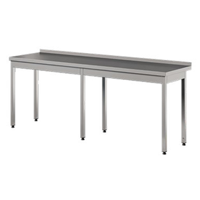 Stół przyścienny ze stali nierdzewnej, nogi bez wzmocnień 2300x700x850 mm | ASBER, WT-237-PL