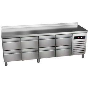 Stół chłodniczy z ośmioma szufladami 259 l, 2542x600x850 mm, Green Line | ASBER, GTP-6-250-08 D