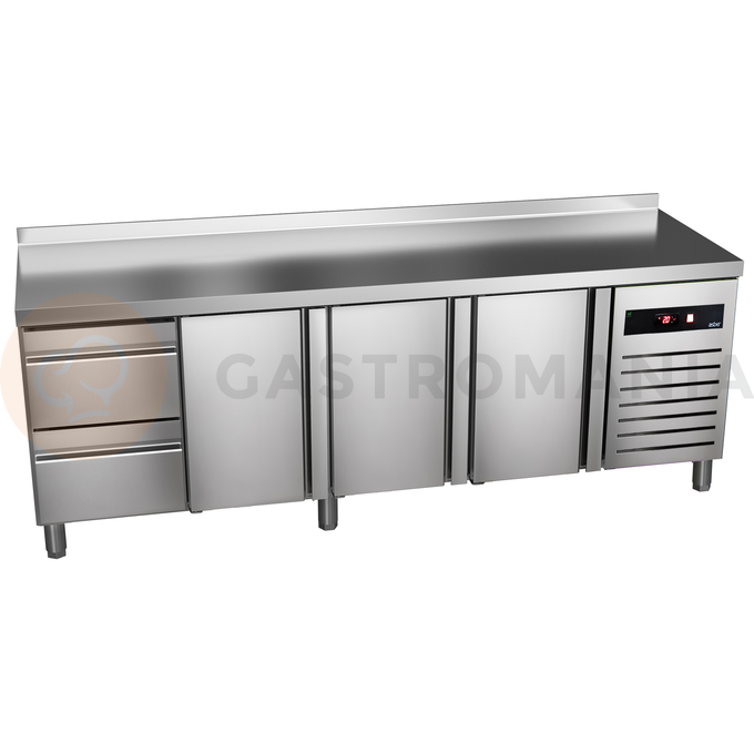 Stół chłodniczy trzydrzwiowy z dwiema szufladami 298 l, 2542x600x850 mm, Green Line | ASBER, GTP-6-250-32 D