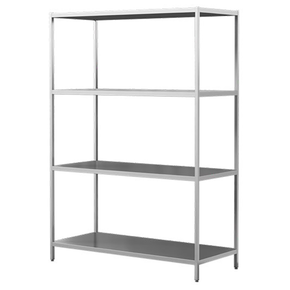 Regał spawany ze stali nierdzewnej, 4 półki pełne 1200x400x2000 mm | ASBER, SSF-124/20