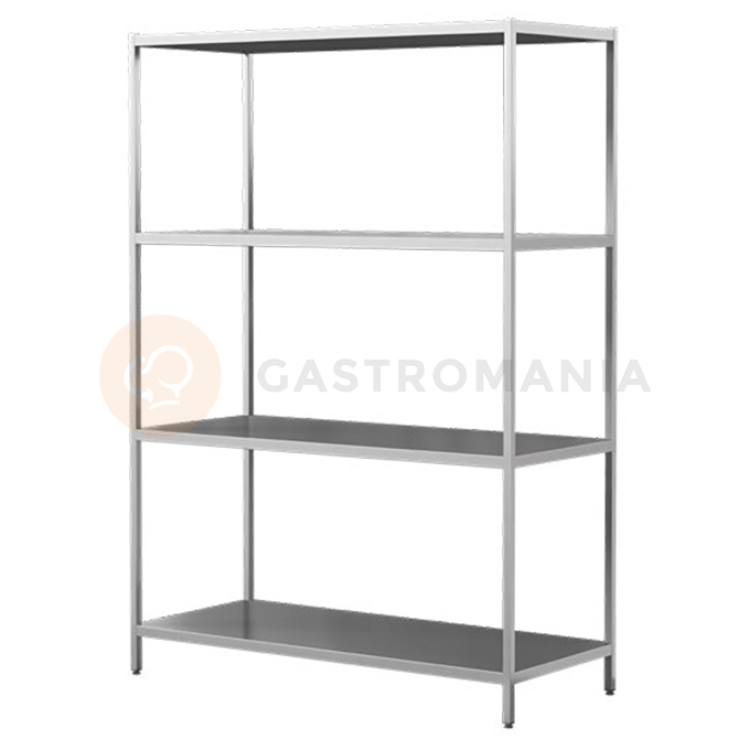 Regał spawany ze stali nierdzewnej, 4 półki pełne 1200x400x2000 mm | ASBER, SSF-124/20