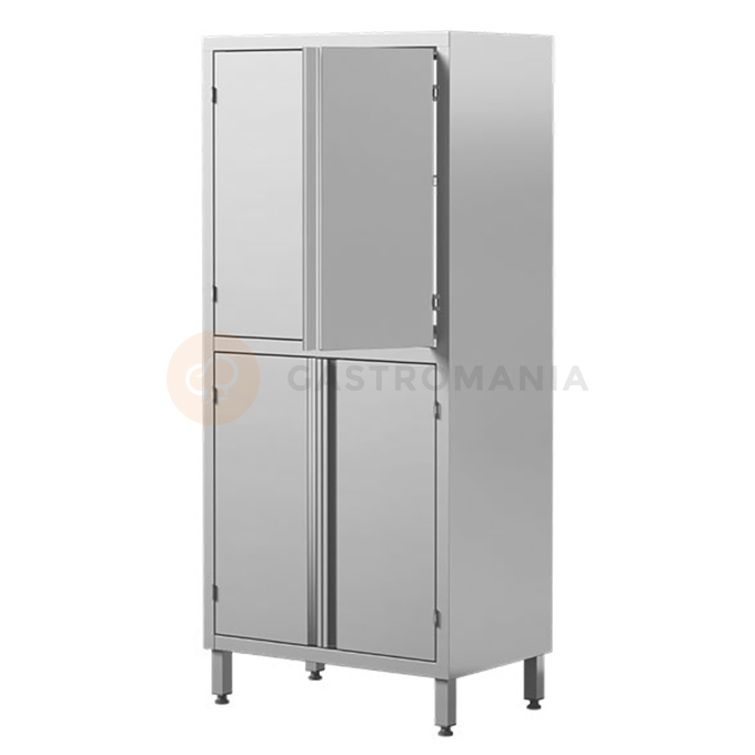 Szafa przelotowa ze stali nierdzewnej z drzwiami skrzydłowymi, dzielona, dwukomorowa, 2 półki, 900x600x2000 mm | ASBER, SC8-96/20-2S-HD