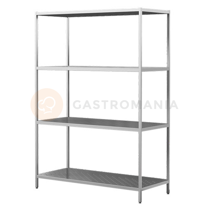 Regał spawany ze stali nierdzewnej, 4 półki perforowane 800x400x2000 mm | ASBER, SSP-84/20