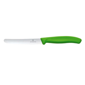 Nóż do pomidorów, zaokrąglony czubek, ząbkowany, 11 cm, zielony | VICTORINOX, Swiss Classic, 6.7836.L114