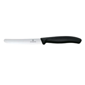 Nóż do pomidorów, zaokrąglony czubek, ząbkowany, 11 cm, czarny | VICTORINOX, Swiss Classic, 6.7833