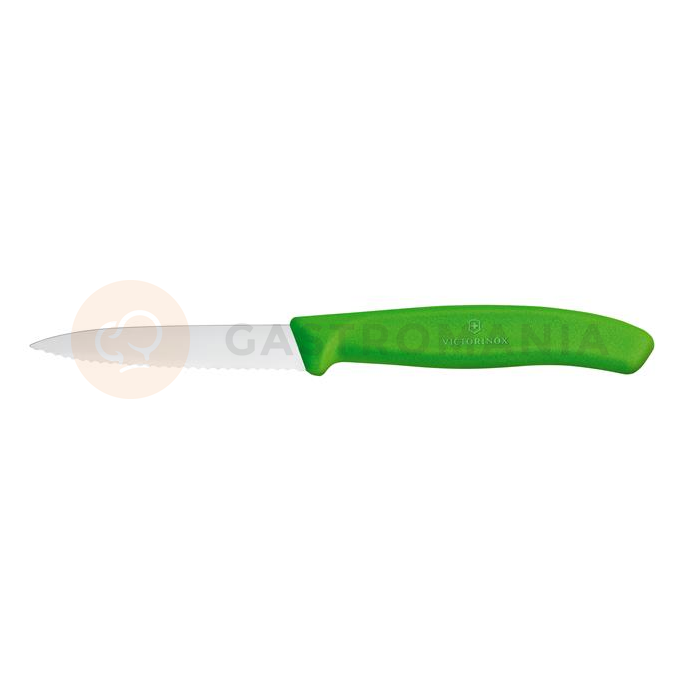 Nóż do jarzyn, ząbkowany, 80 mm, zielony | VICTORINOX, Swiss Classic, 6.7636.L114