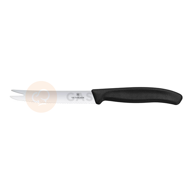 Nóż do sera i kiełbasy, ostrze ząbkowane, 110 mm, czarny | VICTORINOX, Swiss Classic, 6.7863