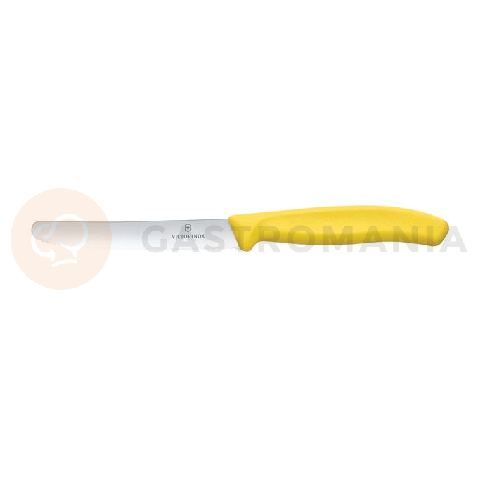 Nóż do pomidorów, zaokrąglony czubek, ząbkowany, 11 cm, żółty | VICTORINOX, Swiss Classic, 6.7836.L118