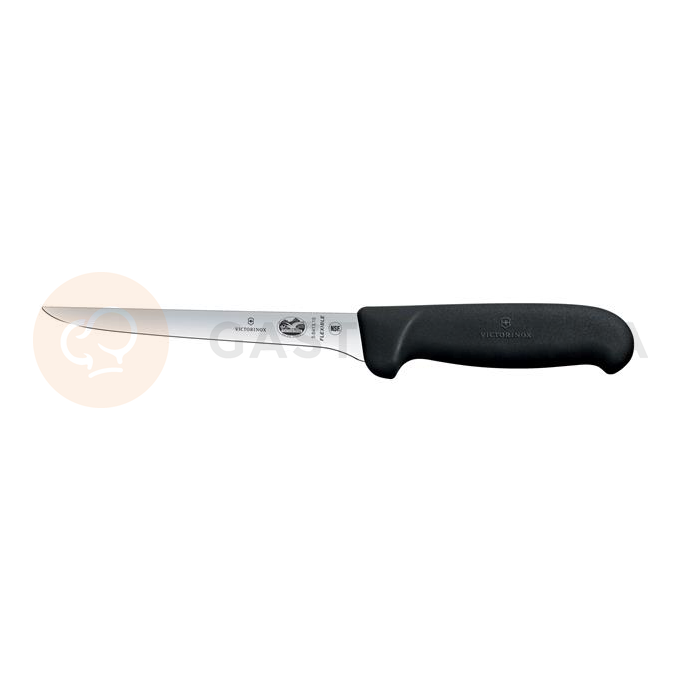 Nóż do trybowania z zagiętym ostrzem 15 cm, czarny | VICTORINOX, Fibrox, 5.6413.15