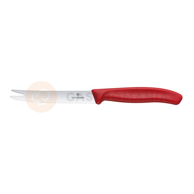 Nóż do sera i kiełbasy, ostrze ząbkowane, 110 mm, czerwony | VICTORINOX, Swiss Classic, 6.7861