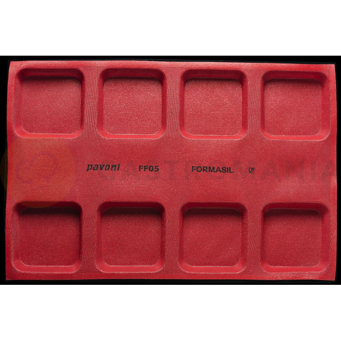 Forma mikroperforowana do ciast i deserów - 600x400 mm, 8 szt. x 106/120x30 mm, 374 ml - FF05 | PAVONI, Formasil