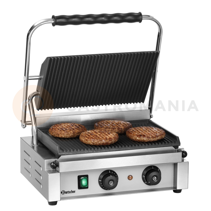 Grill kontaktowy &quot;Panini-T&quot; z 2 ryflowanymi płytami | BARTSCHER, A150774