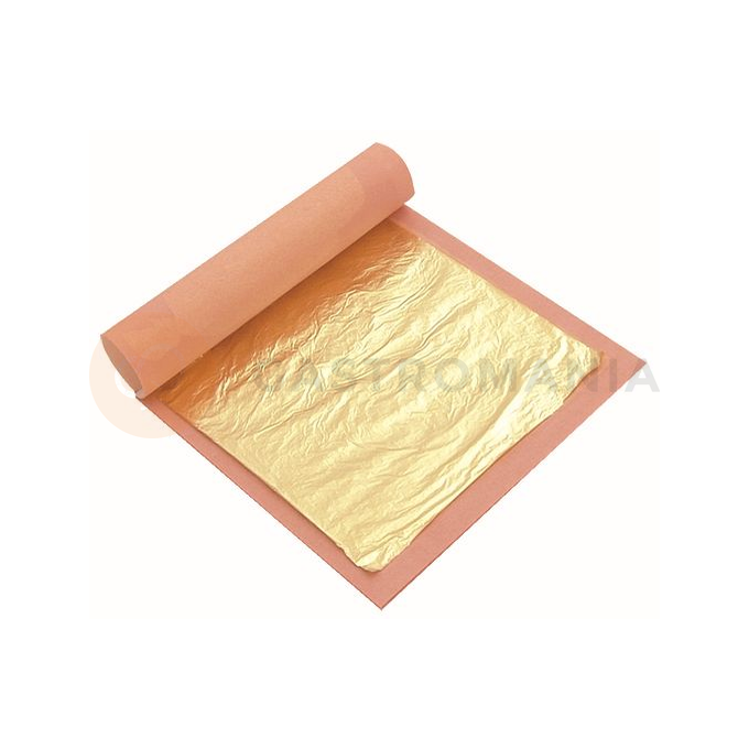 Złote arkusze dekoracyjne na ciasta - 80x80 mm, 25 szt. | PAVONI, ORO