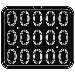 Wkład do urządzeń COOKMATIC i COOKMATIC SPECIAL z 30 wnękami o wymiarach 77x48x20 mm, owal | PAVONI, PIASTRAC