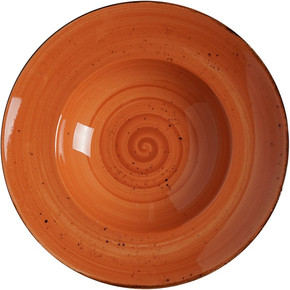 Talerz do makaronu, z pomarańczowej porcelany o średnicy 27 cm | FINE DINE, Kolory Ziemi Dahlia