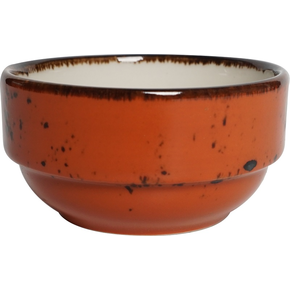 Miska sztaplowana z pomarańczowej porcelany o średnicy 16 cm | FINE DINE, Kolory Ziemi Dahlia