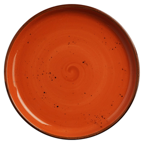 Talerz z wysokim rantem z pomarańczowej porcelany o średnicy 21 cm | FINE DINE, Kolory Ziemi Dahlia