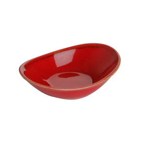 Mini naczynie owalne z czerwonej porcelany o średnicy 11 cm | PORLAND, Seasons Magma