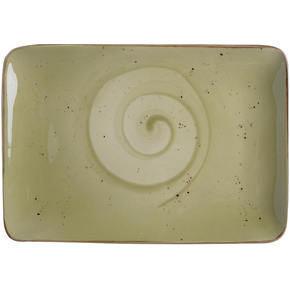 Talerz prostokątny z oliwkowej porcelany, 30x20 cm | FINE DINE, Kolory Ziemi Olive