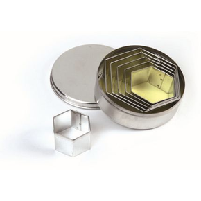 Zestaw wykrojników do ciasta ze stali nierdzewnej, gładki sześciokąt - 6 szt., 45-90 mm | PAVONI, STP55L