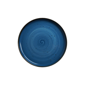 Talerz z wysokim rantem z niebieskiej porcelany o średnicy 21 cm | FINE DINE, Kolory Ziemi Iris