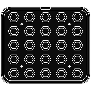 Wkład do urządzeń COOKMATIC i COOKMATIC SPECIAL z 25 wnękami o wymiarach 46x40x25 mm, heksagon | PAVONI, PIASTRA14
