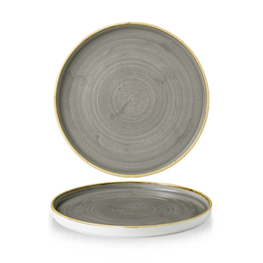 Porcelanowy płytki talerz z rantem o średnicy 21 cm | CHURCHILL, Stonecast Peppercorn Grey