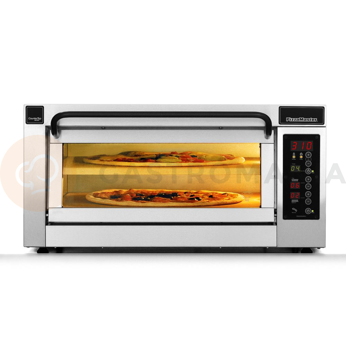Piec do pizzy jednokomorowy, komora dzielona, 2x pizza 50 cm, komora o wymiarach 535x535x195 mm | PIZZA MASTER, CounterTop 551ED-1