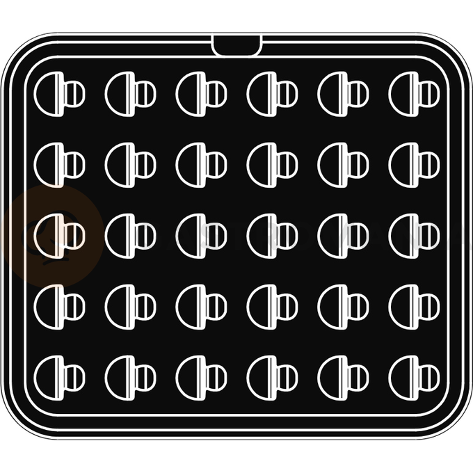Wkład do urządzeń COOKMATIC i COOKMATIC SPECIAL z 30 wnękami o wymiarach 45x35x17 mm, grzybek | PAVONI, PIASTRAY