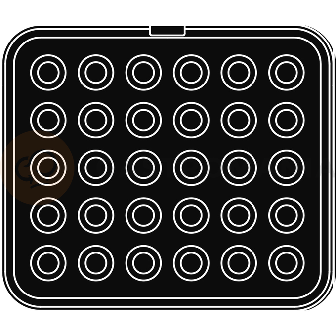 Wkład do urządzeń COOKMATIC i COOKMATIC SPECIAL z 30 wnękami o wymiarach 40x18 mm, prostokąt | PAVONI, PIASTRA2