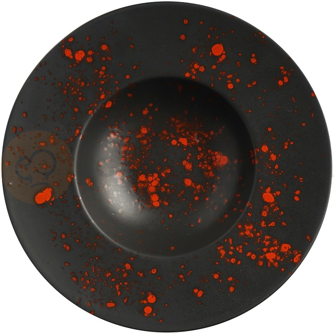 Talerz do makaronu z czarnej dekorowanej porcelany o średnicy 28 cm | FINE DINE, Bloom